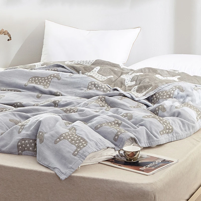 

Cotton 4-layer Gauze Blanket Muslin Bedding Sheet Queen King Travel Blanket For Bed Towel Quilt Air Blanket Conditioning Summer