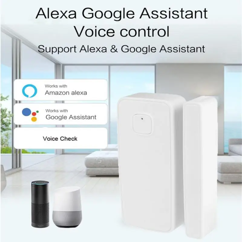 

Смарт-детекторы открывания/закрытых дверей Tuya, Wi-Fi, домашняя сигнализация, голосовое управление, работает с приложением Alexa Google Home Smart Life