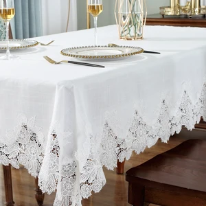 white table cover american linen cotton table tablecloth flower fabric nordic tv cabinet table cloth lace pattern modern hm917 free global shipping