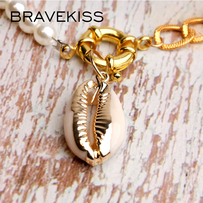 BRAVEKISS 4 стиля подвески в виде ракушки жемчужная цепочка подвеска Vsco сюрприз