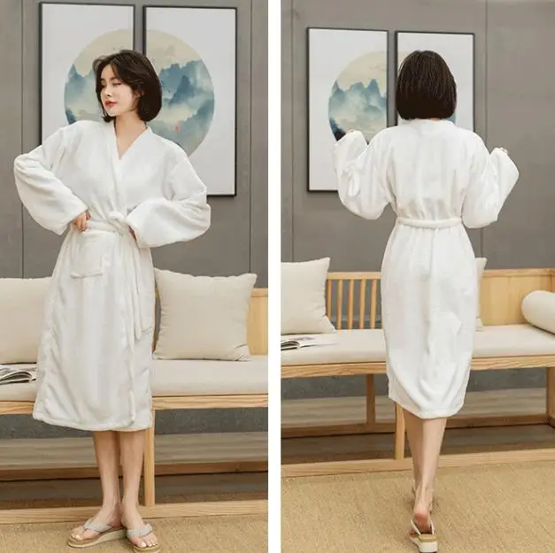 Thai style SAP bath Large size unisex Five star hotel club after bath hot spring couple bathrobe white gown plush beauty