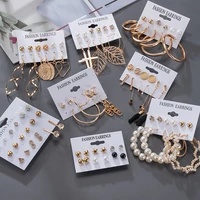 womens earrings korean stud earrings for women vintage pearl butterfly gold cross earring set 2021 trend earings femauu jewelry