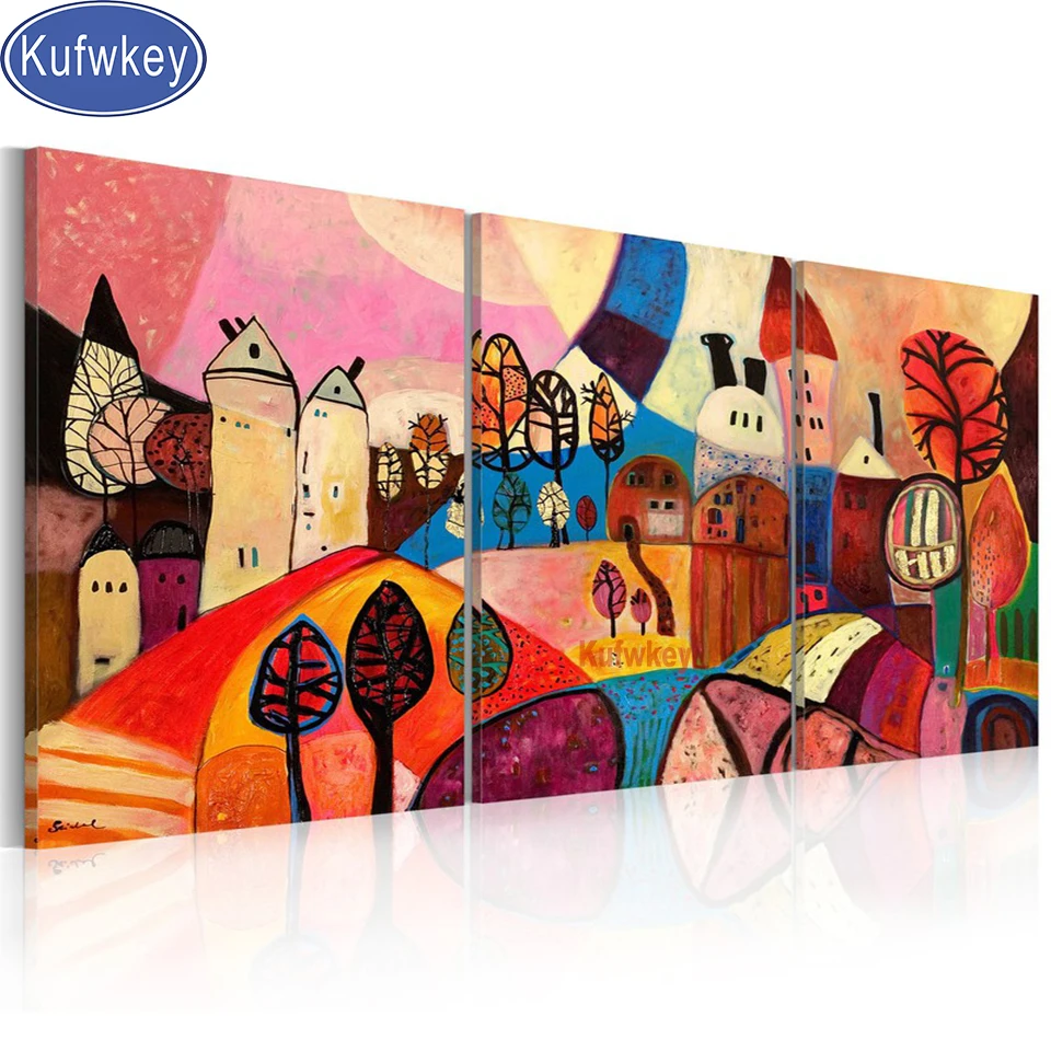 

Триптих сказочный мир Картина Стразы Diy Алмазная вышивка алмазная живопись полный квадратный круглый дрель Сказочный Декор