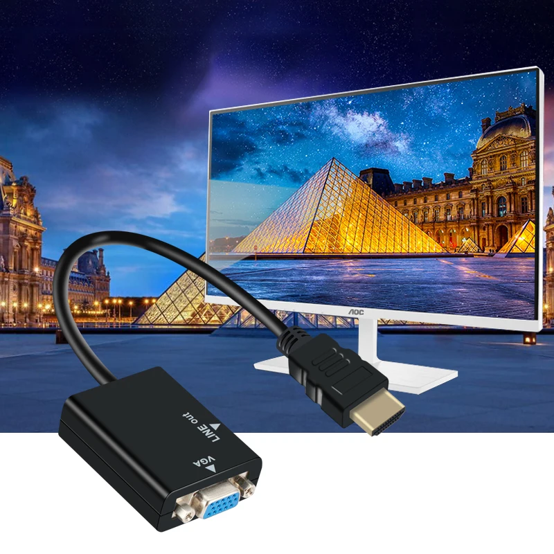 Новый VGA папа к HDMI Женский конвертер адаптер кабель с аудио выходом 1080P