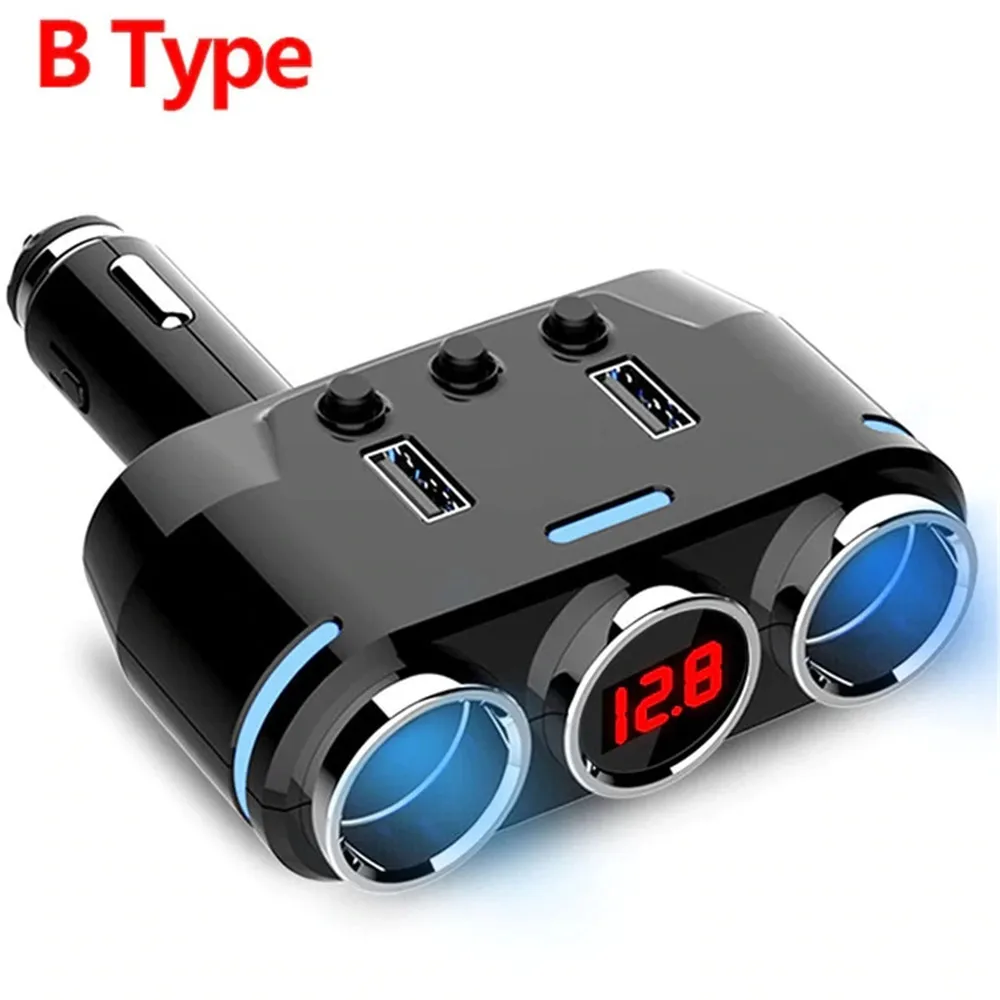 B TYPE 3 в 1 двойная USB розетка для автомобильного прикуривателя Разветвитель 3 прикуривателя автомобиля USB монитор напряжения для iPhone samsung - Название цвета: B TYPE