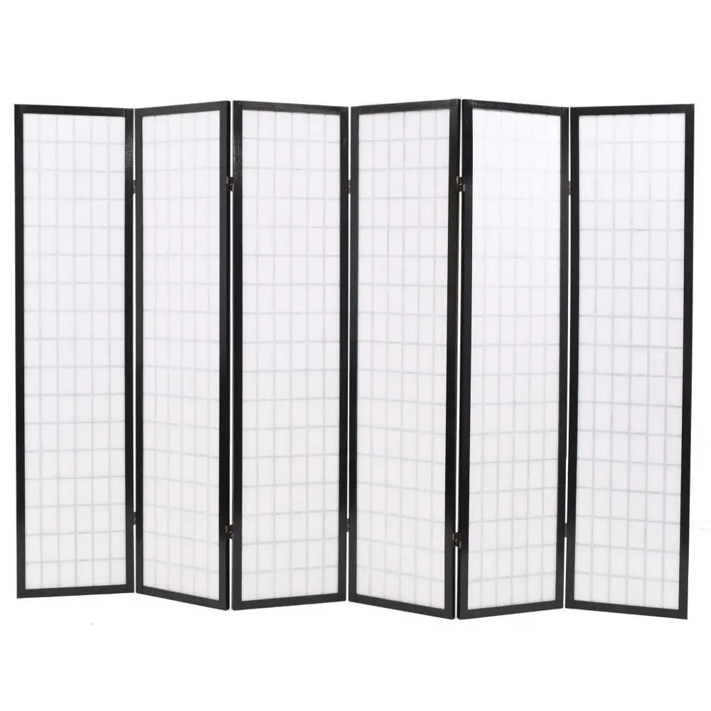 

【USA Warehouse】Folding 6-Panel Room Divider Japanese Style 94.5"x66.9" Black