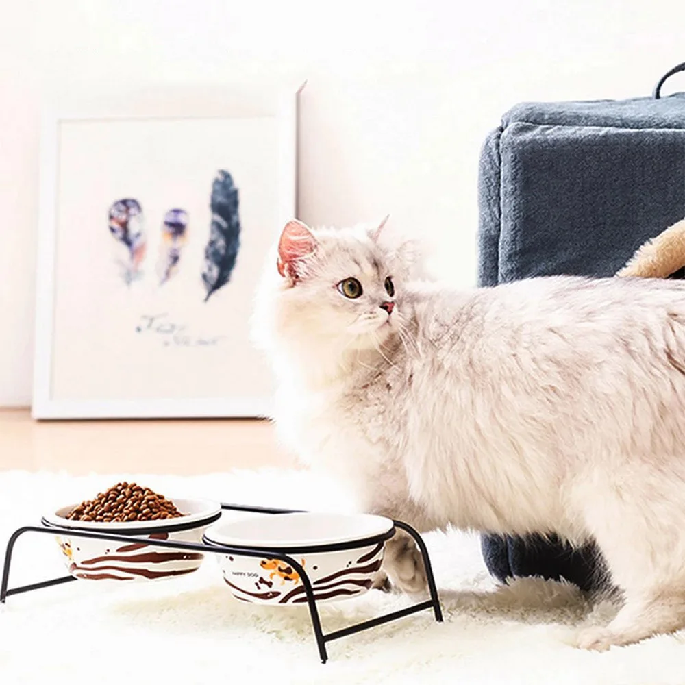 Двойные одиночные миски для собак питомцев щенков ретро железная стойка еды