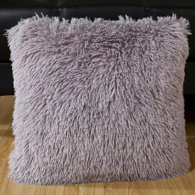 Grey Плюшевая наволочка для дивана 43x43 см, бархатная однотонная черная, белая, красная, зеленая, фиолетовая, серая декоративная наволочка, наволочки - Цвет: Grey