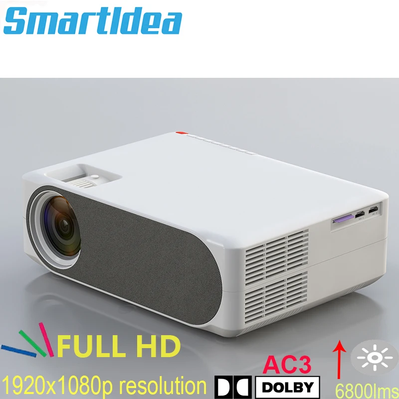 

Smartldea Full HD Projector M19, native 1920*1080p resolution,6800lms 3D AC3 LED home cinema Beamer Digital Video Game Proyector