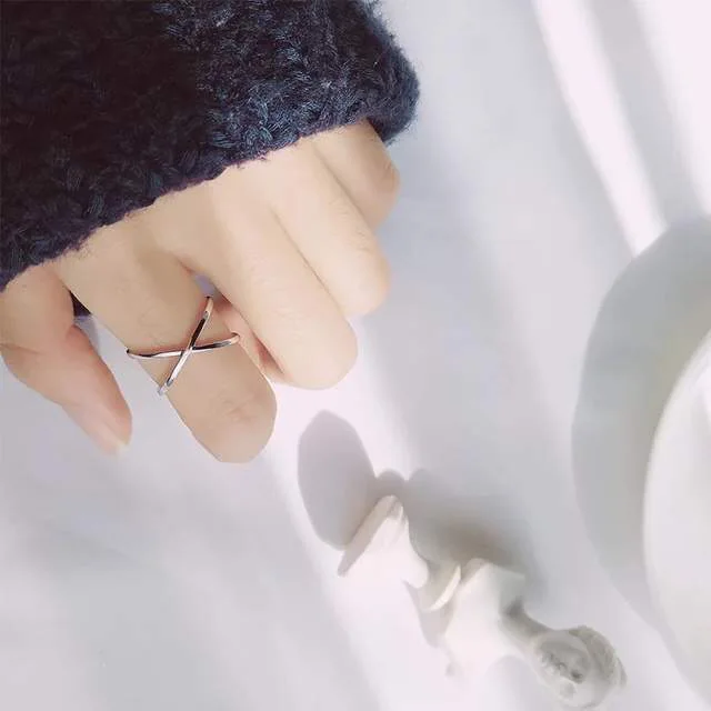 

New women's silver cross ring wedding fashion jewelry large adjustable antique ring retro wild ring ring