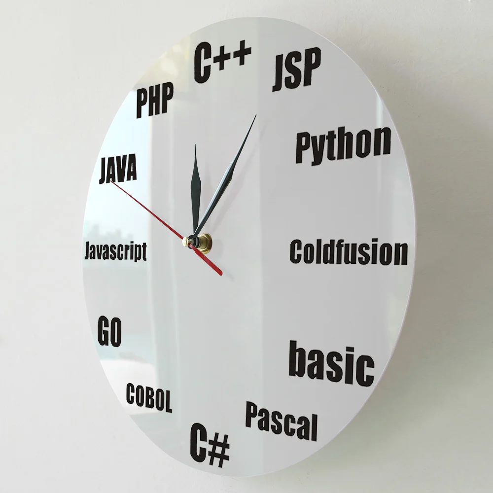 Минималистичные настенные часы с программными языками деловые офисные Декор