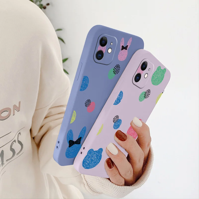 

Rainbow Bear Silicone Case For iPhone 12 Pro Max Mini 11 Pro Max X XR XS MAX SE2020 8 7 Plus 6 6S Plus Soft Phone Back Cover