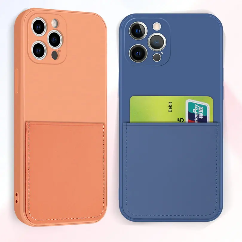 card holder case for iphone 12 pro max 12 mini 11 xs xr x se 2 2020 liquid silicone soft cover for iphone 7 8 6 6s plus case free global shipping
