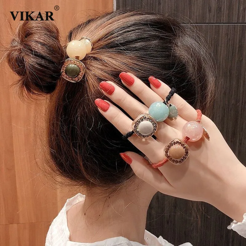 

Женские блестящие эластичные повязки для волос с хрустальными шариками, новинка 2020, роскошный держатель для конского хвоста, резинка для во...