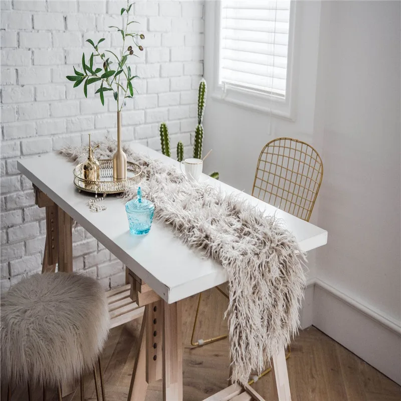 Настольная дорожка из искусственной шерсти с длинными волосами настольный флаг