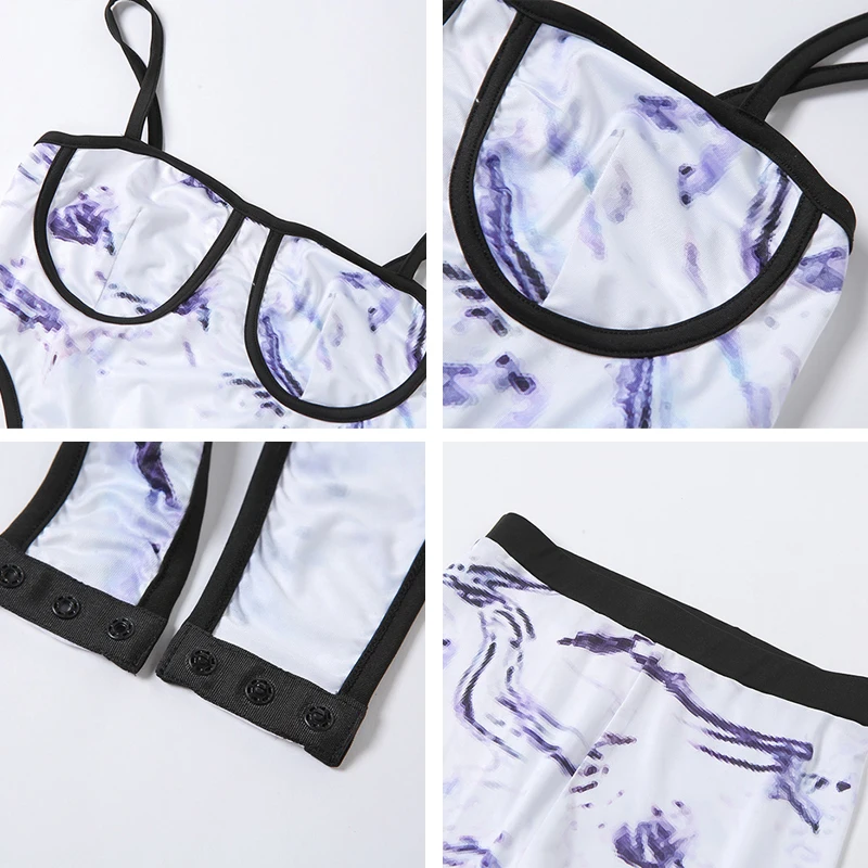 

Sleeveless Tie Dye Print Bodycon Bodysuit and High Waist Leggings 2 Pieces Set Sexy Women Tracksuit Sweat Suits Matching Sets