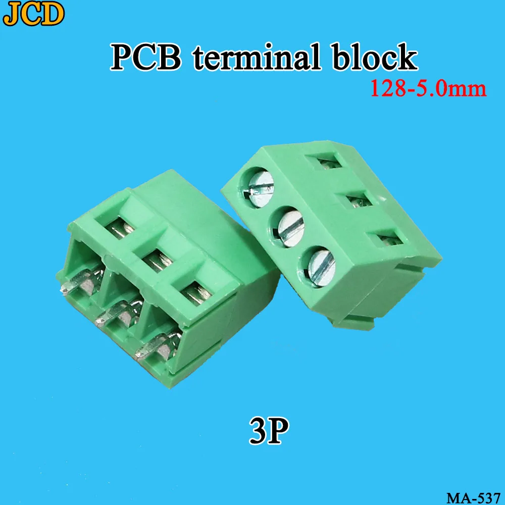 JCD 10 шт./лот клеммы KF128-5.0-2P 3P 300 В 10A винт 2Pin 3pin 5 0 мм прямой контактный PCB клеммный