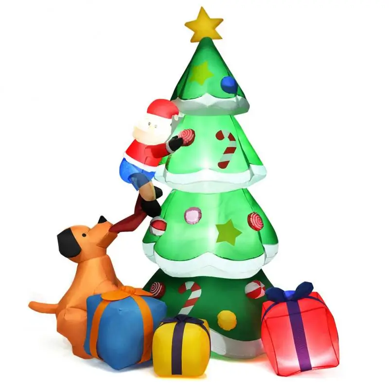 

2.1m PVC Inflatable Spree Christmas Tree Inflatable Doll Santa Claus Puppy Decoration With Bright LED Lights Xmas Navidad Gift