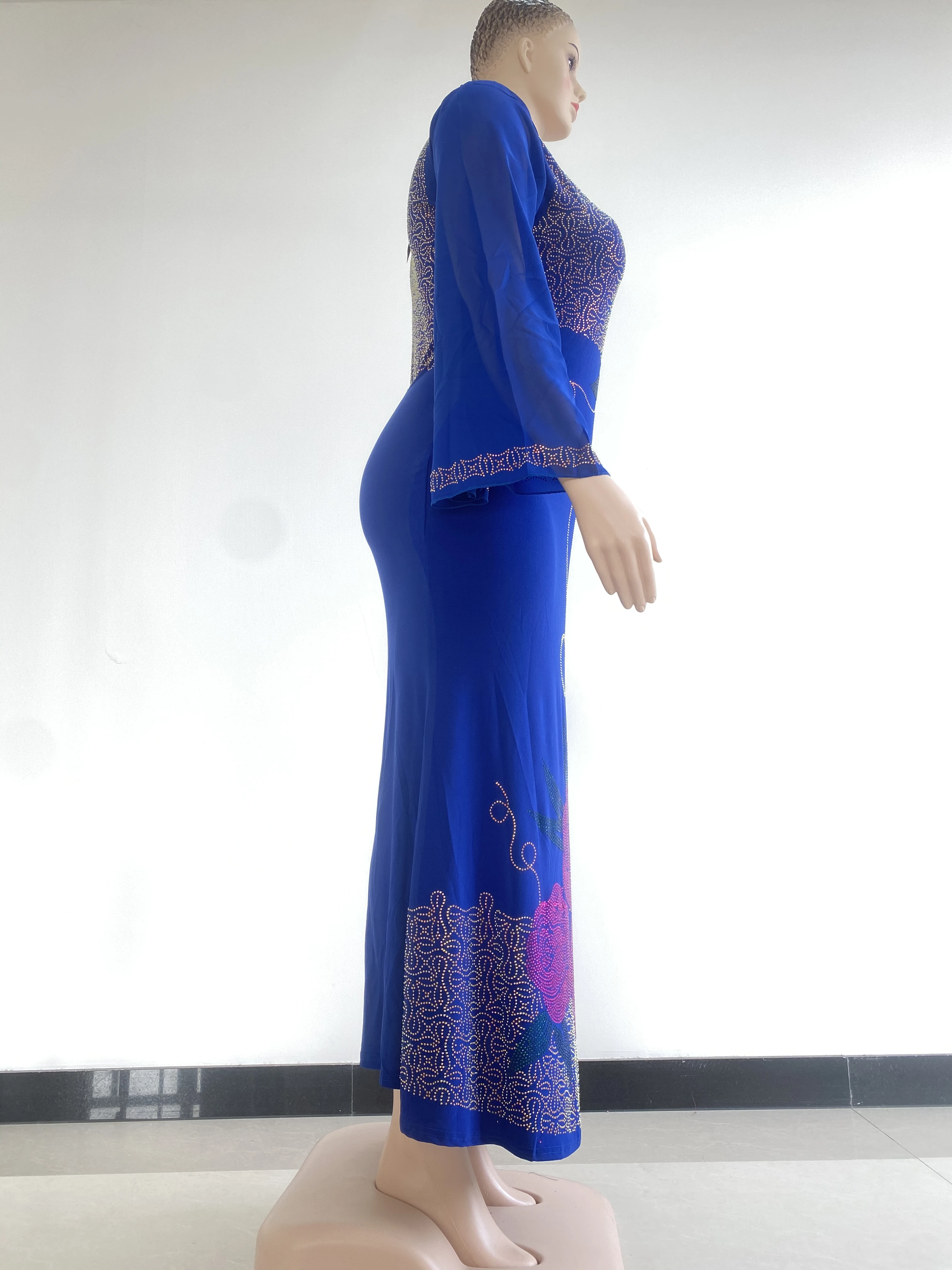 Free Shipping Blue Party Dress Elegant Muslim Dress Sexy Body Shape African Dresses for Woman Long Sleeves Plus Size Free Shipping Blue Party Dress Elegant Muslim Dress Sexy Body Shape African Dresses for Woman Long Sleeves Plus Size