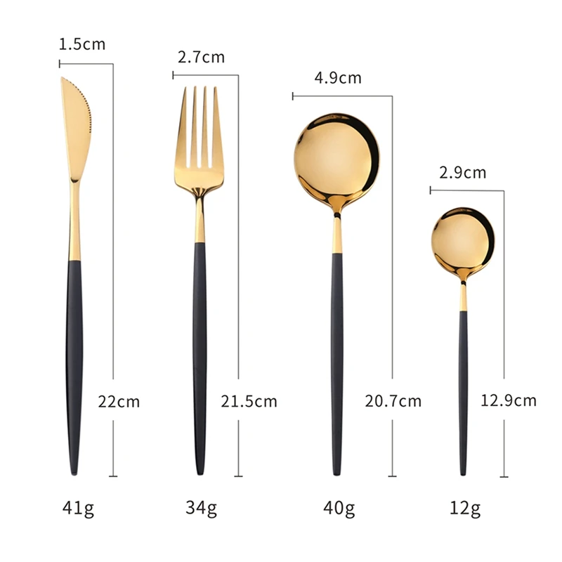 

4pcs Black Gold Cutlery Set Stainless Steel Dinnerware Silverware Flatware Steak Knife Fork Spoon for Restaurant Kitchen Cutlery