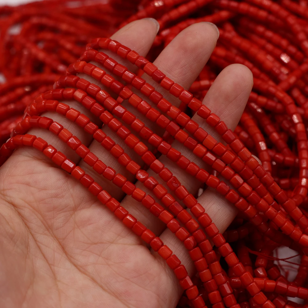 

New Style Natural Red Coral Bead Irregular Square Isolation Bead For Jewelry Making DIY Necklace Bracelet Earrings Accessory