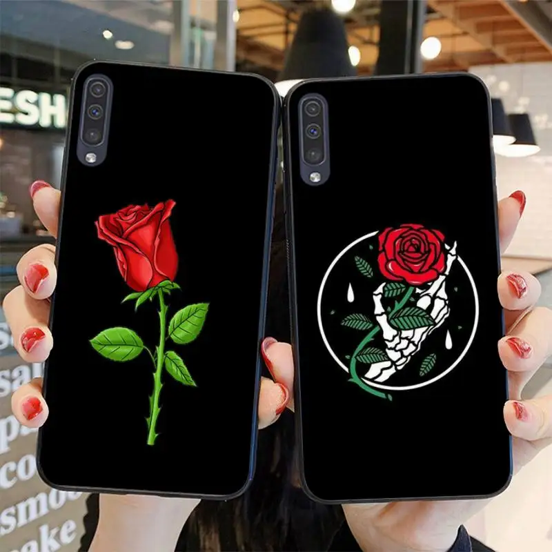 

Beautiful Black White Rose Flower Phone Case For Samsung A51 A71 A40 A50 A70 A10 A20 A30 A6 A7 A8 A9