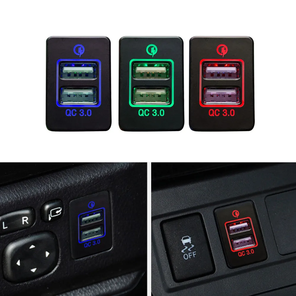

Автомобильная зарядная розетка QC3.0 с двумя USB-портами для Mitsubishi Pajero Eclipse Cross 2016, для ASX Outlander 3 2014-2019