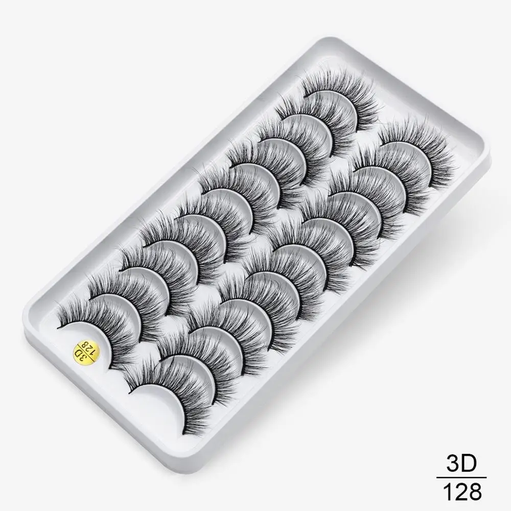 8/10 пар, натуральные длинные 3D ресницы из искусственной норки, толстые, ручная работа, полная полоса, ресницы, объемные, мягкие, норковые ресницы, накладные ресницы - Цвет: 3D-128
