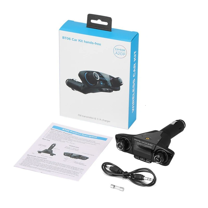 1 Set Автомобильный аудио MP3 плеер комплект громкой связи беспроводной Bluetooth FM передатчик ЖК Aux модулятор умный заряд двойной USB Автомобильное зарядное устройство Gagets - Формат цифровых медиаданных: 1 Set
