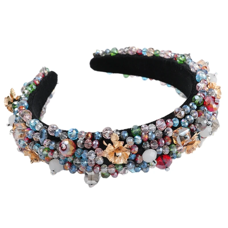 

Барокко бижутерия фланелет с широкими полями оголовье акриловые из искусственной кожи с украшением в виде кристаллов Бисер цветочный обру...