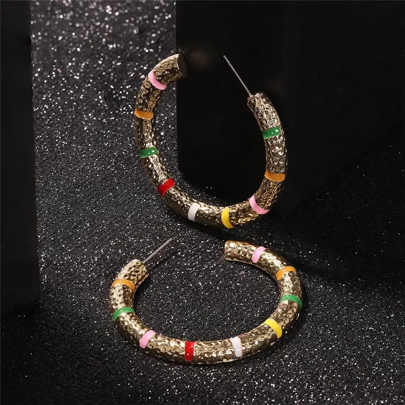 Богемные большие круглые серьги-кольца женские модные серьги золотого цвета