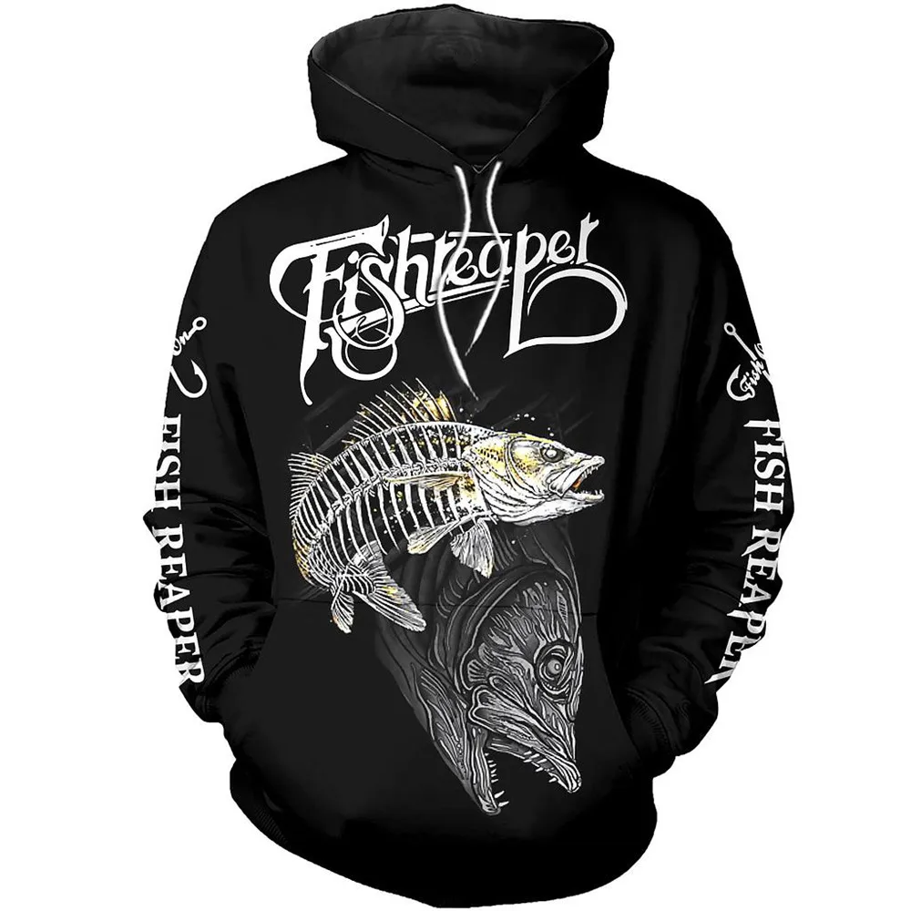 3D принт по всей длине рыбы жнец толстовка унисекс в стиле Харадзюку Толстовка