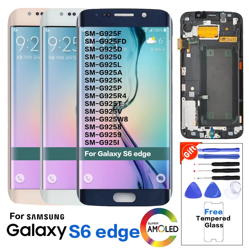 ЖК дисплей Super AMOLED для Samsung Galaxy S6 Edge G925 G925F G925A G925P сенсорный экран в сборе наклейка и