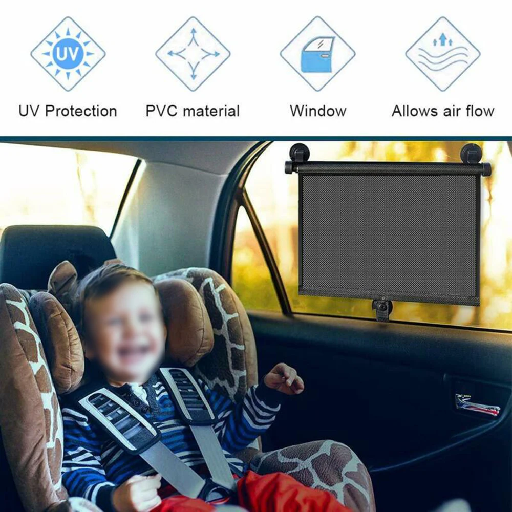 

2pcs Car Retractable Roller Shades Suitable For All Cars Privacy Protection