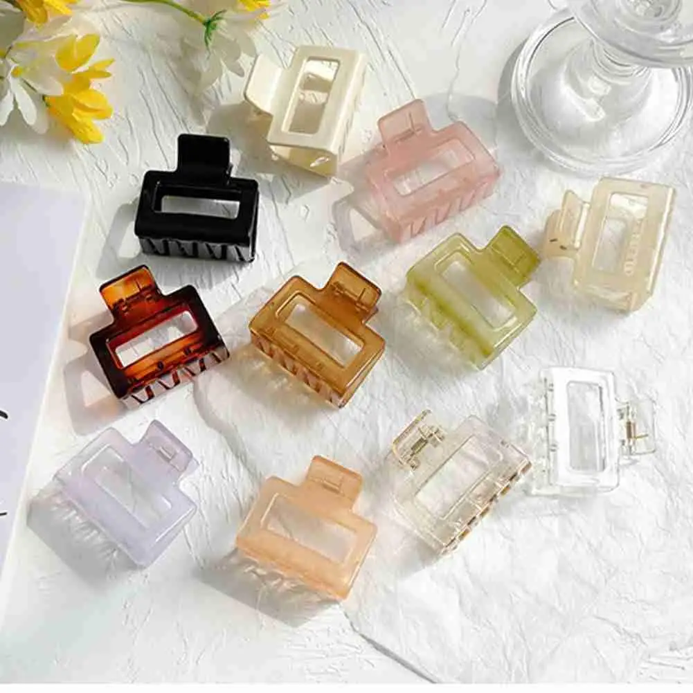 Изысканные корейские квадратные акриловые заколки для волос, винтажные прозрачные желеобразные Красочные заколки для волос, крабы, женски...