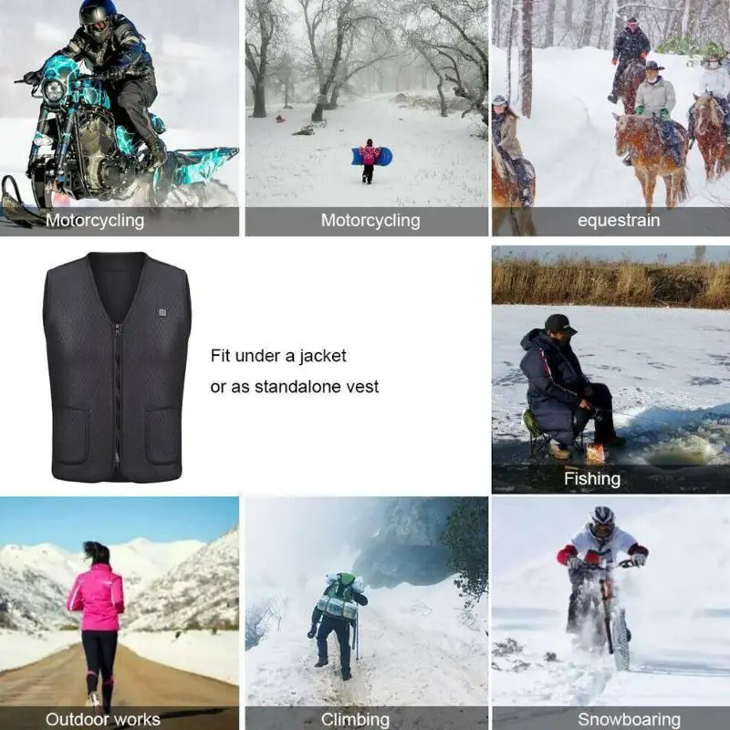 

Unisex Electric Heating Sleeveless Vest Heated Cloth Jacket USB Thermal Warm Heated Pad Winter Warmer Clothing