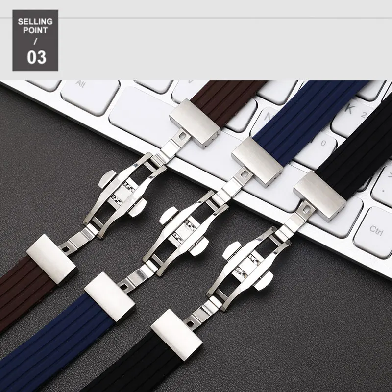 Soft Silicone Watchband Black Red Blue Orange Brown Wristband With Butterfly Buckle Replacement Belt For Men And Women | Наручные часы