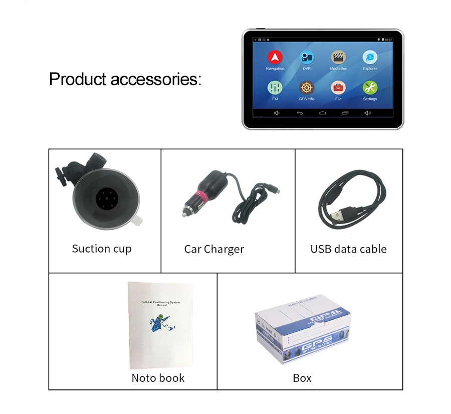 7-дюймовый Android Bluetooth wifi четырехъядерный 1 3 ГГц GPS навигация 1080p камера рекордер
