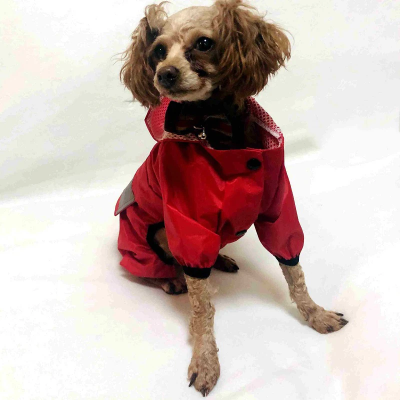 Pet small Dog Raincoat Waterproof Puppy Clothes Outdoor Coat Rain Jacket Reflective doggie Medium dog poncho Breathable mesh | Дом и сад