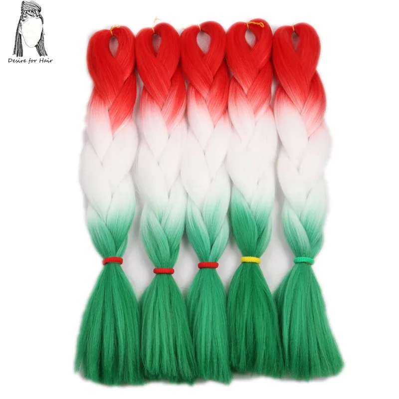 Desire for hair, 1 упаковка, 24 дюйма, 100 г, синтетические огромные косички, цвет Омбре, черный, серый, бордовый, косички для наращивания волос
