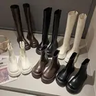 Женские кожаные туфли на платформе сапоги с толстой подошвой, новинка 2022, роскошные брендовые модные дизайнерские туфли Ytmtloy до колена, на молнии, женские туфли