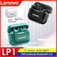 lenovo lp1 wireless bluetooth earphones tws noise reduction hifi earbuds bass touch control stereo headset for iphone samsung