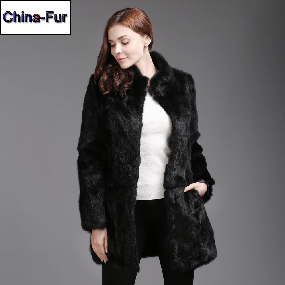 Новые женские пальто из натурального кроличьего меха Женские зимние толстые