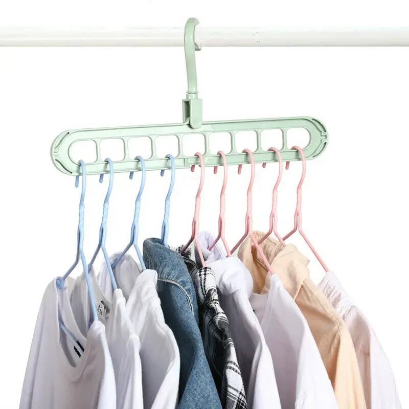 9 Holes Multi-fuction Clothing Hangers Wonder Closet Space Saver Organizer Hot Sale Rotatable Plain Colour Storage Rack | Дом и сад