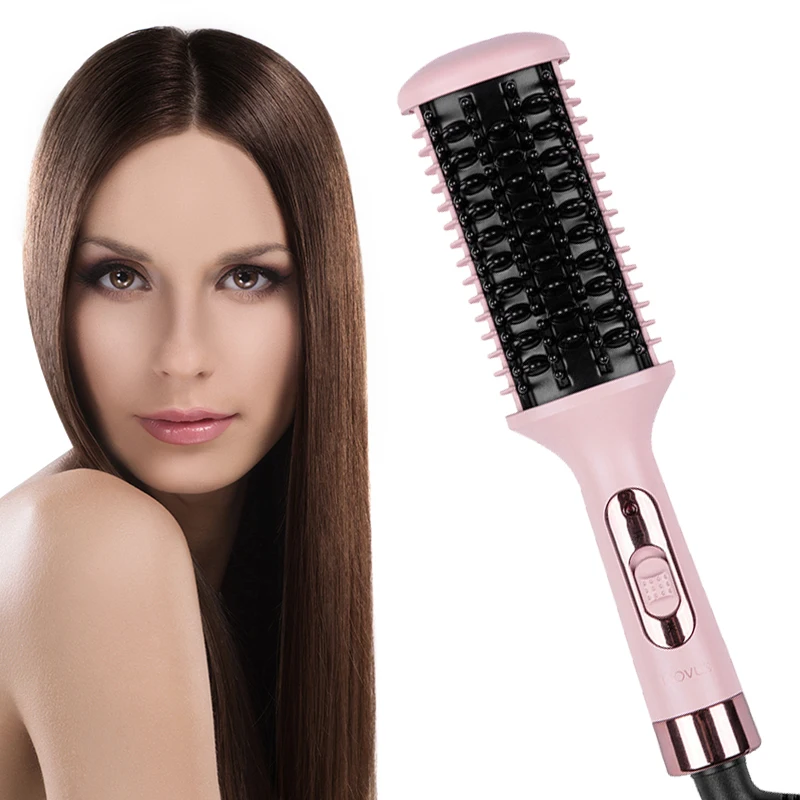 

NOVUS Mini Ceramic Fast Hair Straightener Brush Fluffy Hair Comb Multifunctional Straightening Iron Salon Curling Styling Tool