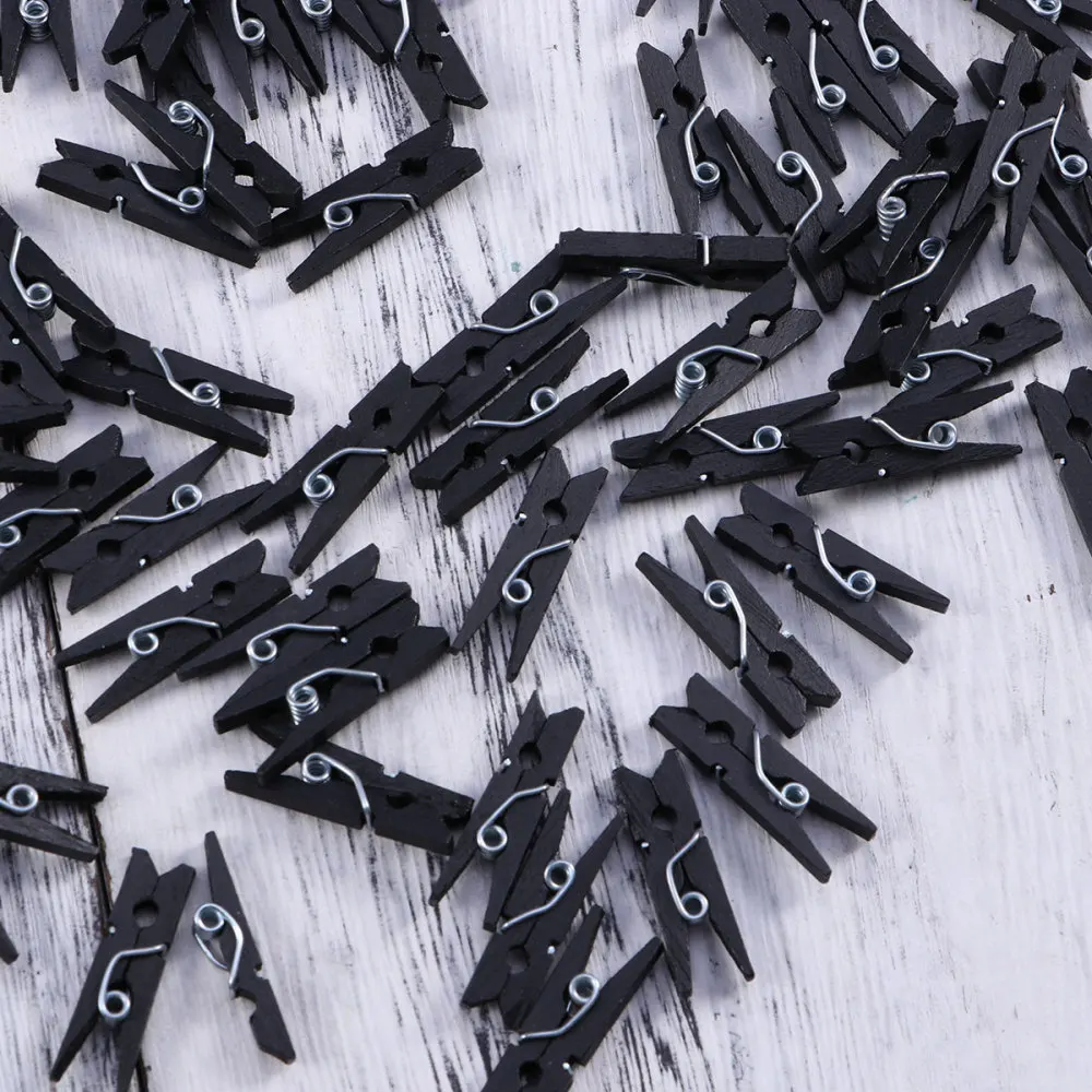 

100 pcs Mini Natural Wooden Paper Clips Utility Versatile Clothespin Clips Picture Photo Cable Pictures Organizer Clips for