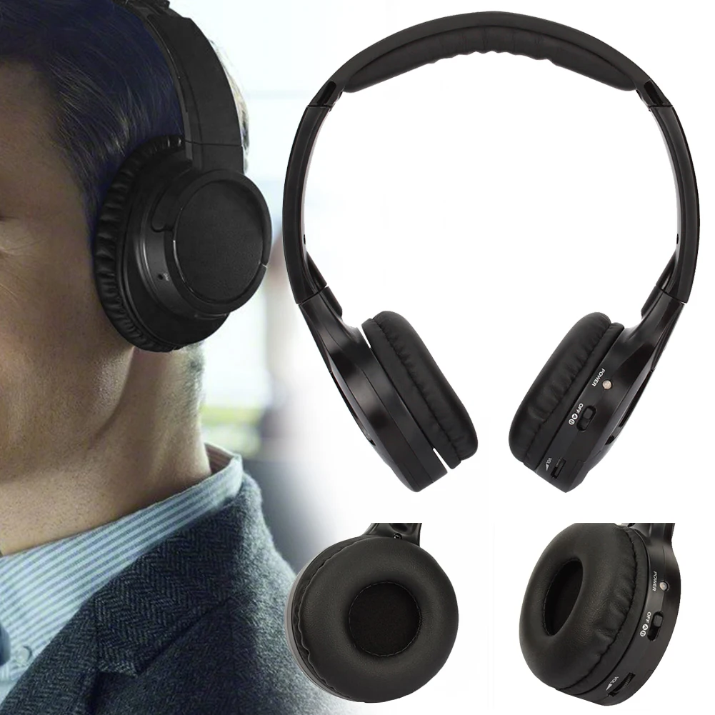 Stereo Music Dual Channel Universal Travel Wireless DVD Player Over Ear Driving Headphone Infrared Audio Cable Comfortable Car |
