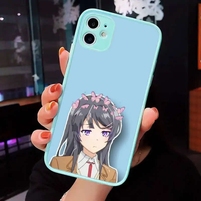 

sakurajima mai Phone Case For iPhone 12 11 Mini Pro XR XS Max 7 8 Plus X Matte transparent blue Back Cover