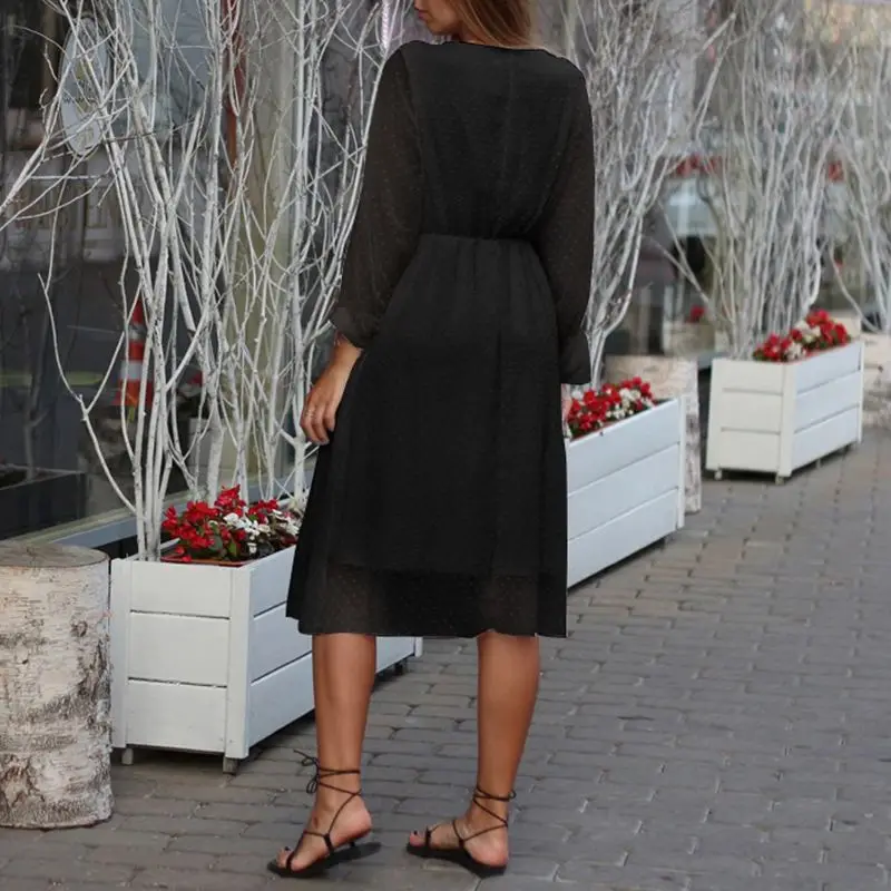 Летнее женское платье в горошек Vestidos VONDA, винтажное повседневное свободное богемное пляжное платье, офисный женский сарафан размера плюс