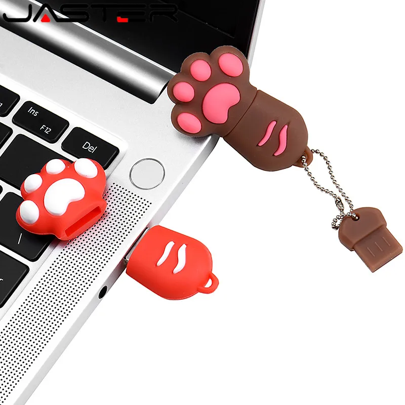 JASTER USB 2 0 милый мультяшный Кот когти 6 стилей силиконовый флеш накопитель Флешка 4
